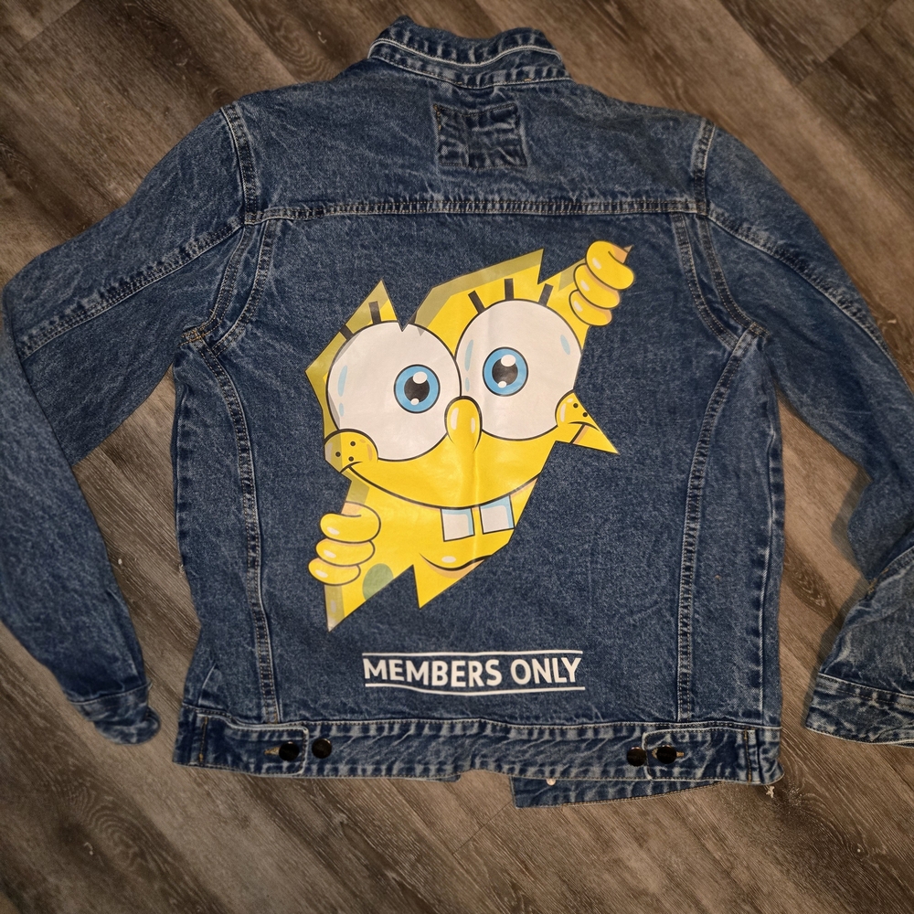 Members‎ Only Kids' Denim Jacket with Yellow Cartoon Back Graphic